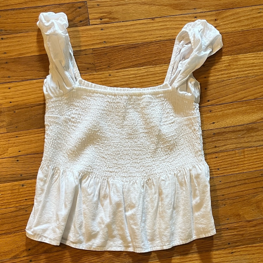 Abercrombie & Fitch White Smocked Top